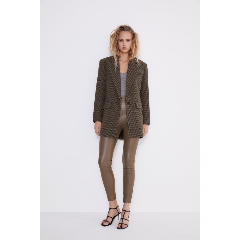 Zara faux leather leggings taupe gray #Cybermondaysale